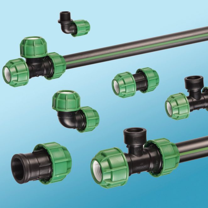 Collage Verbindungsrohre und Fittings für Bewässerung