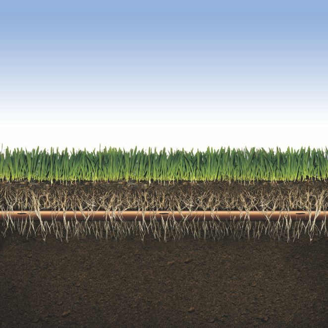 Grafik Unterflurtropferrohr XFS versorgt Graswurzeln