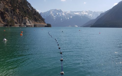 Laying of pipes through the Achensee lake