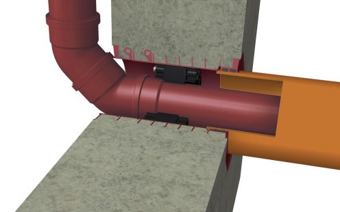 Mauerdurchführung eines Fallstrangs