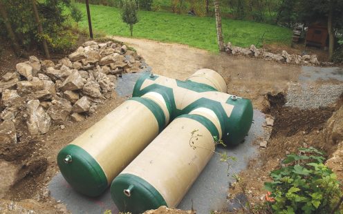 Verlegter Trinkwasserspeicher