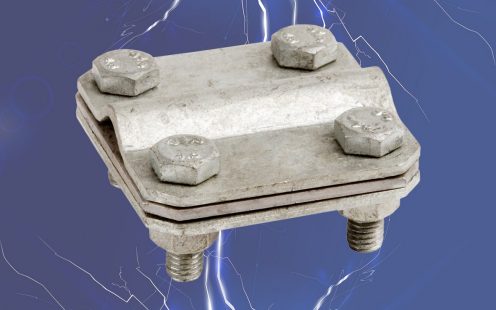 Collage einer Kreuzschelle mit Blitzen im Hintergrund