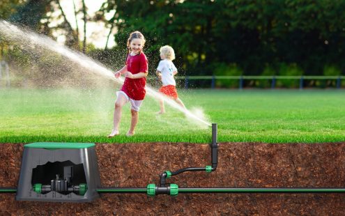 Titelbild Gartenbewässerung mit 3D Grafik