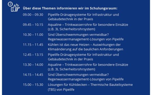 Zeitplan Tag der offenen Tür Pipelife Wels