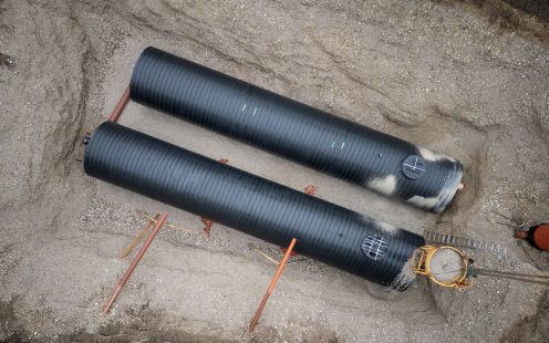 Drohnenansicht versetzter PE-HD Stauraumkanal