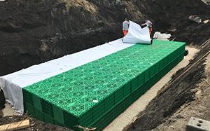 Verlegung Versickerungsbox mit Vlies