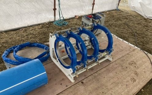 Stumpfschweißmaschine mit Aqualine RC Robust Rohr am Stubenbergsee