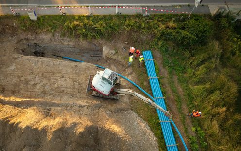Drohnenaufnahme Baustelle Trinkwasserleitungen WLV Pitten