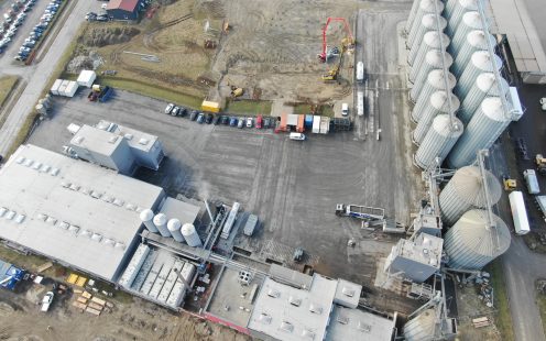 Aerial view of construction site Ölmühle Ennsdorf