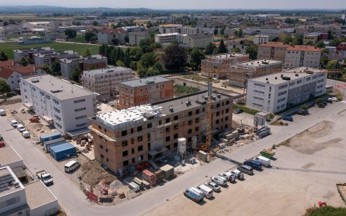 Überblick über eine Baustelle in Perg