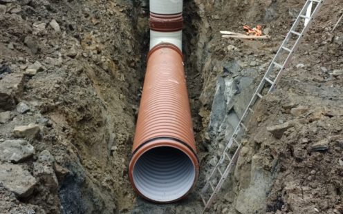 SL Großrohr Verlegung auf Baustelle in Laussa