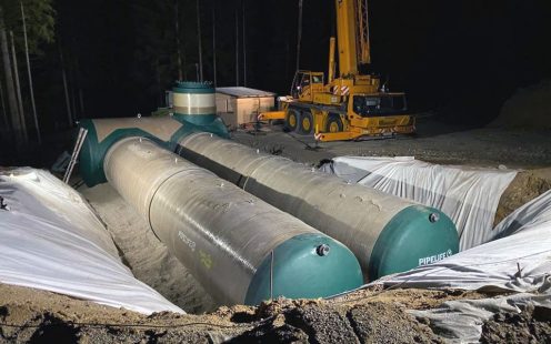 Trinkwasserspeicher in Miesenbach werden bei Scheinwerferlicht versetzt