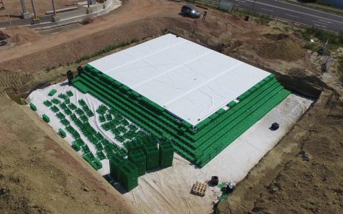 Installierte Stormboxen auf der Baustelle in Siegendorf